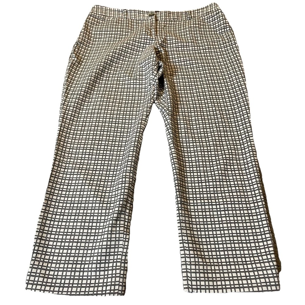 The Limited Straight Leg Crop Pants Sz 10 Black White Grid Casual Preppy Career